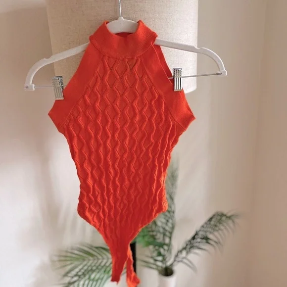 Forever 21 bodysuit orange texture size XS - Picture 2 of 4